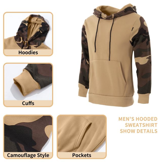 Camouflage Long Sleeves Hoodie Pullover Slim Fit Hooded Sweatshirt for MenCamouflage Long Sleeves Hoodie Pullover Slim Fit Hooded Sweatshirt for Men