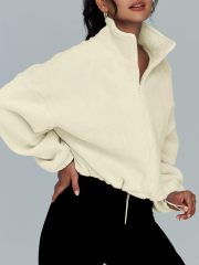 2024 Latest Womens Zip Up Hoodie Oversized Sweatshirt Long Sleeve Crop Sherpa Hoodie