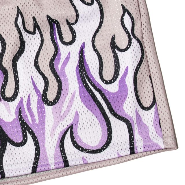 Men's Basketball Shorts Casual Workout Athletic Shorts Mesh Flame Graphic Print Running Short Pants