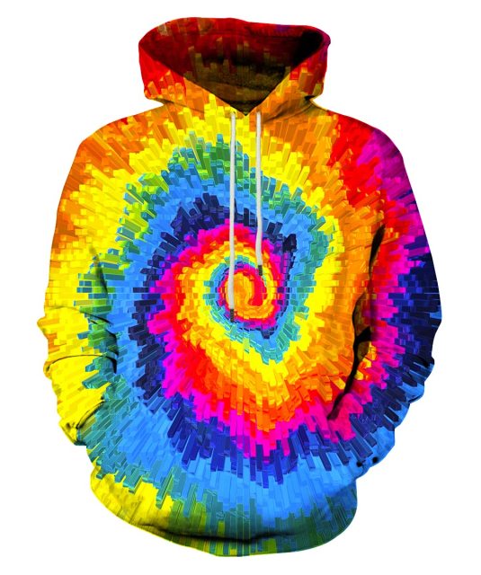 Unisex Tie Dye Hooded Sweatshirt with Pocket Long Sleeve Hoodie