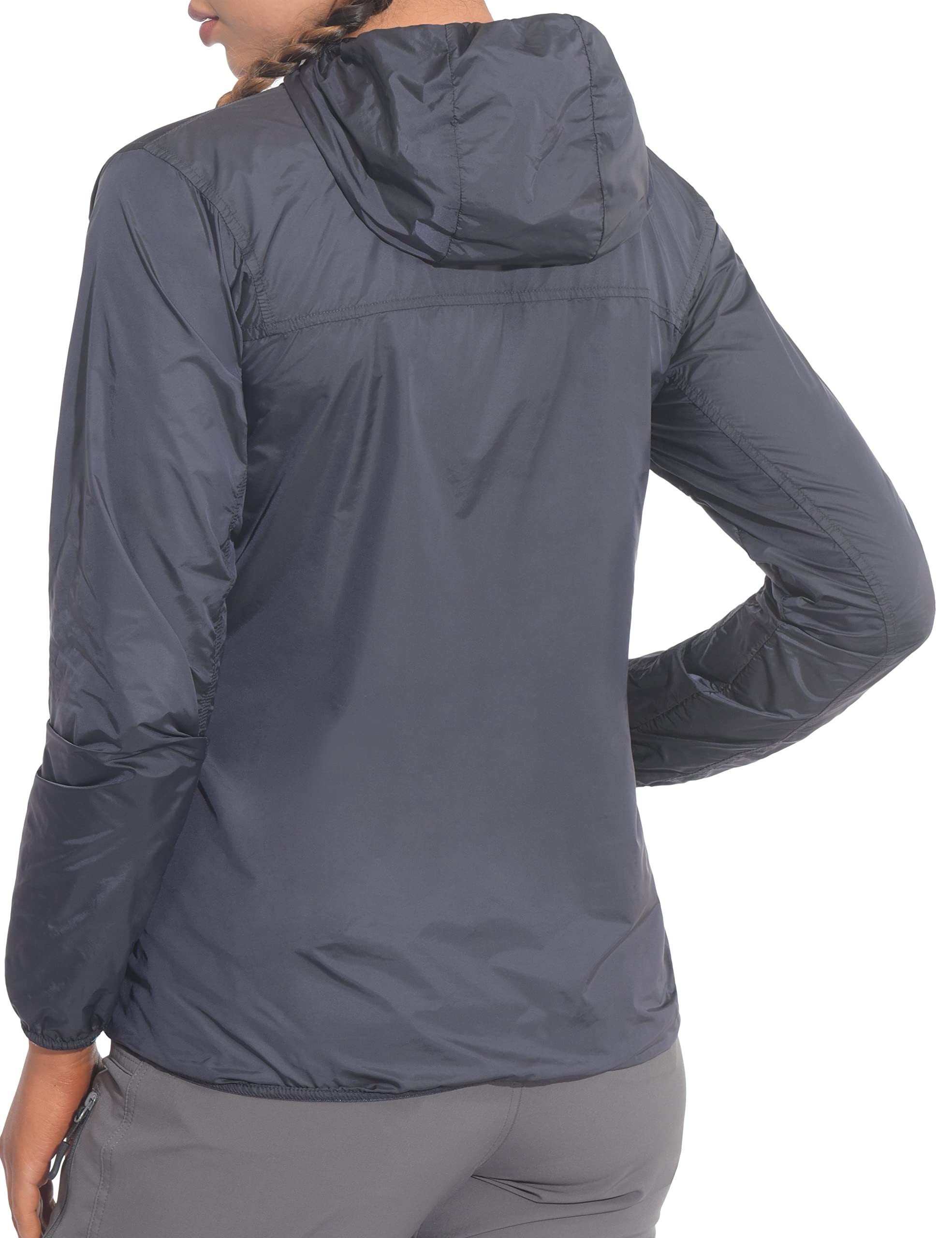 Women's Waterproof Jacket Leightweight Windbreaker Full Zip Long Sleeve Hooded Jacket