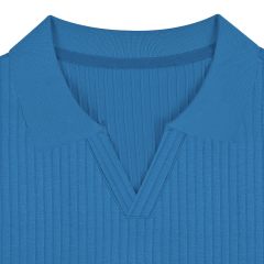 V Neck Polo Shirts Slim Fit Long Sleeve Golf T-Shirts Ribbed Knit Soft Tees