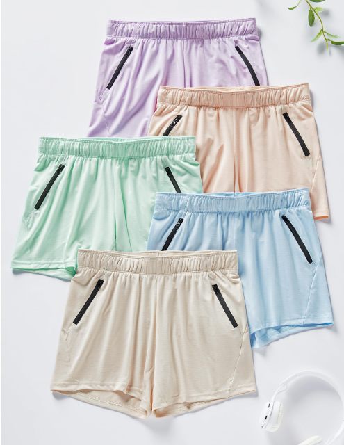 Womens Workout Gym Shorts Casual Lounge Shorts Ladies Active Athletic Apparel with Zipper Pockets