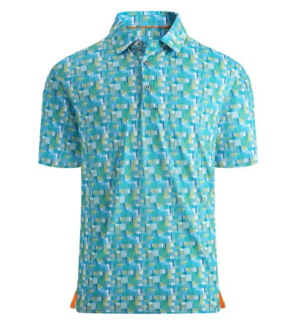 Polo Shirt Dry Fit Performance Short Sleeve Print Moisture Wicking Collared Golf Shirt