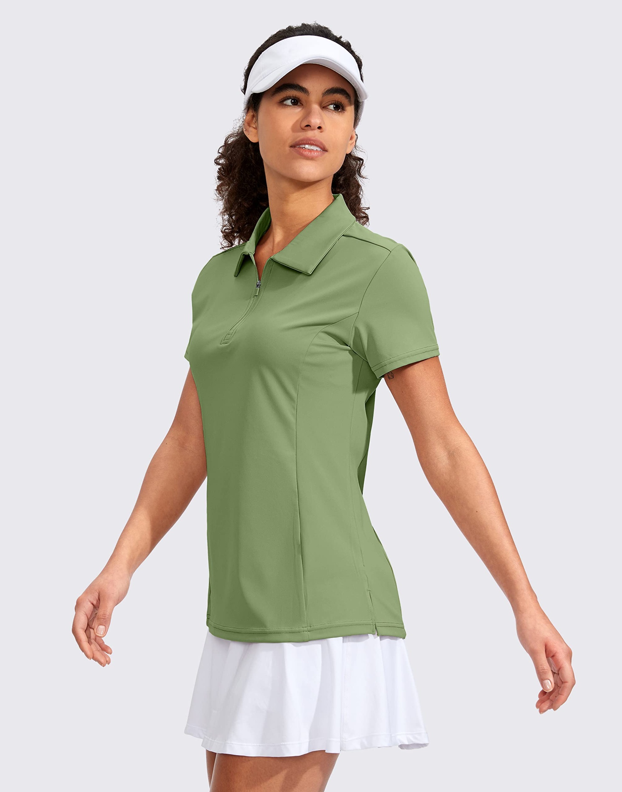 Women's Polo Shirt Short Sleeve with Zip Up Quick Dry Stretch Tennis Golf Collared Polo Shirt