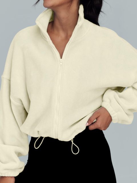 2024 Latest Womens Zip Up Hoodie Oversized Sweatshirt Long Sleeve Crop Sherpa Hoodie