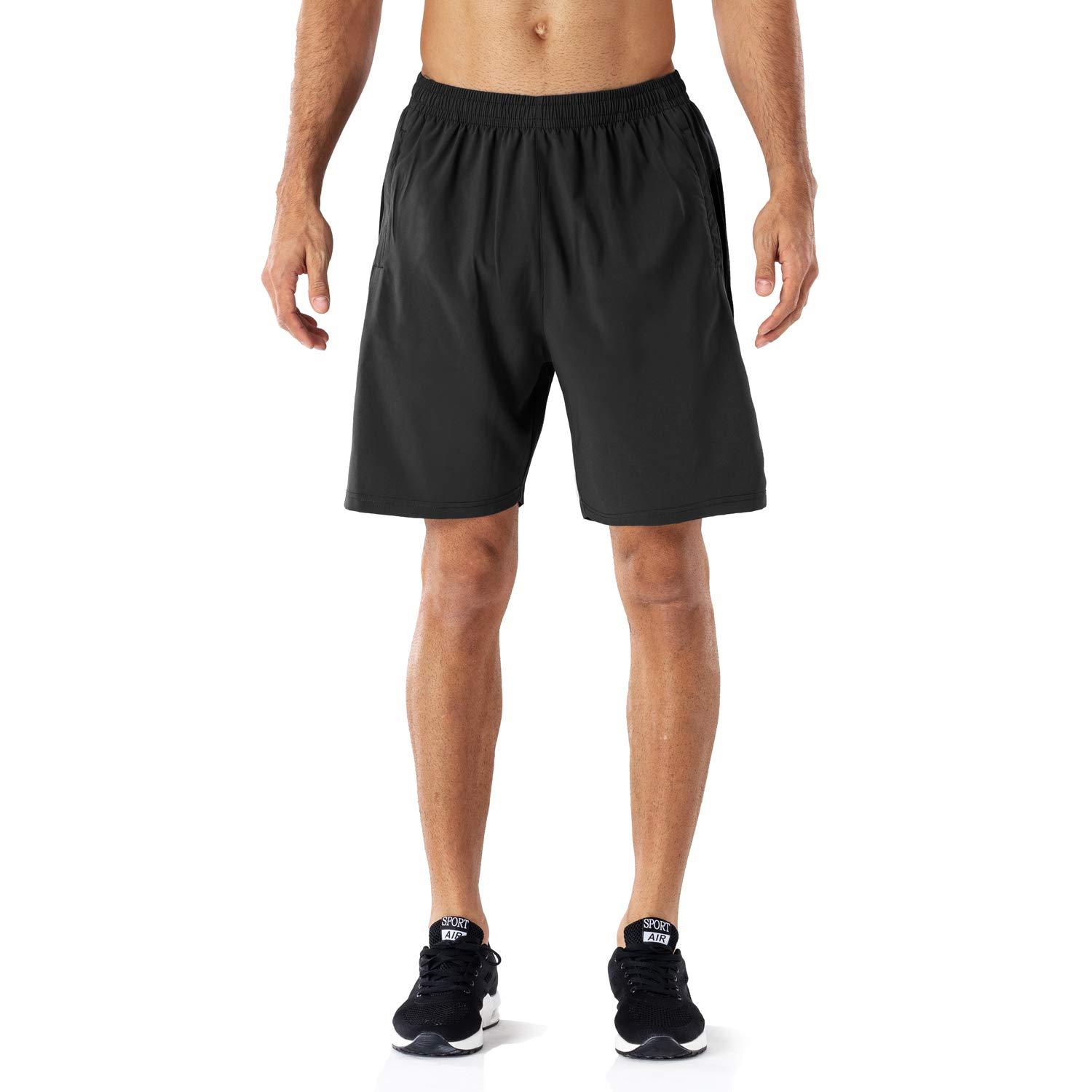 Men's Casual Sports Quick Dry Workout Running Gym Training Shorts with Zipper Pockets