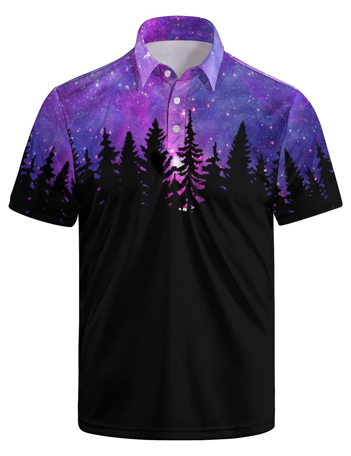 Graphic Men's Polo Shirt Short Sleeve Print Golf Shirts Moisture Wicking Collared Shirt