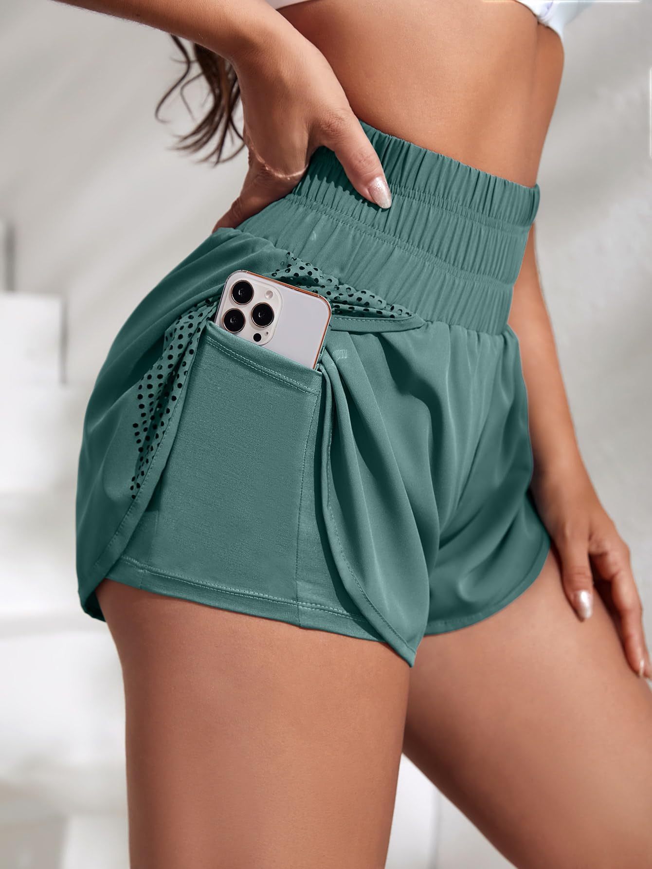 Workout Shorts for Women High Waisted Quick Dry Athletic Running Gym Short Pants with Pockets