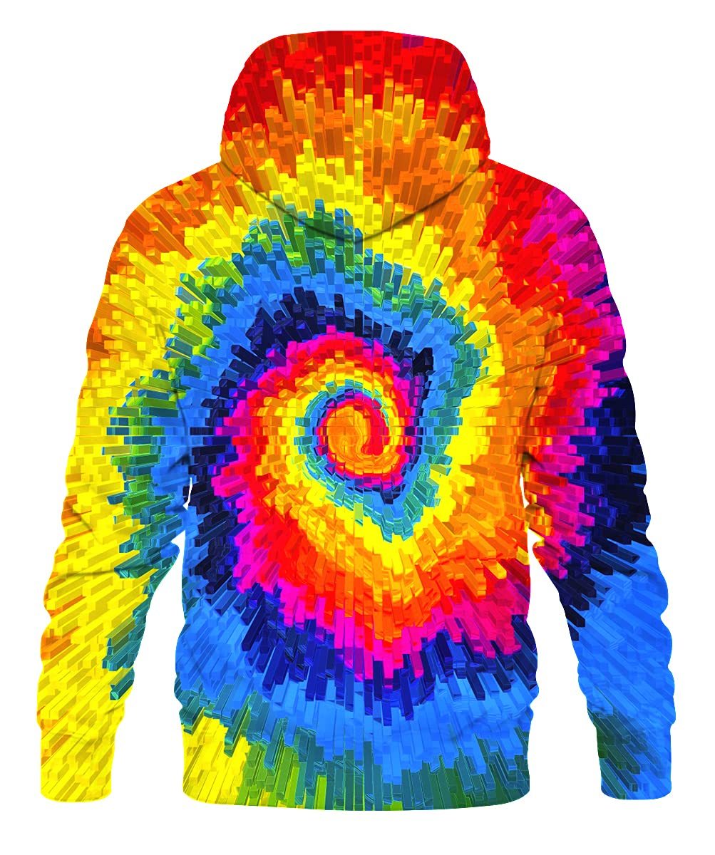 Unisex Tie Dye Hooded Sweatshirt with Pocket Long Sleeve Hoodie