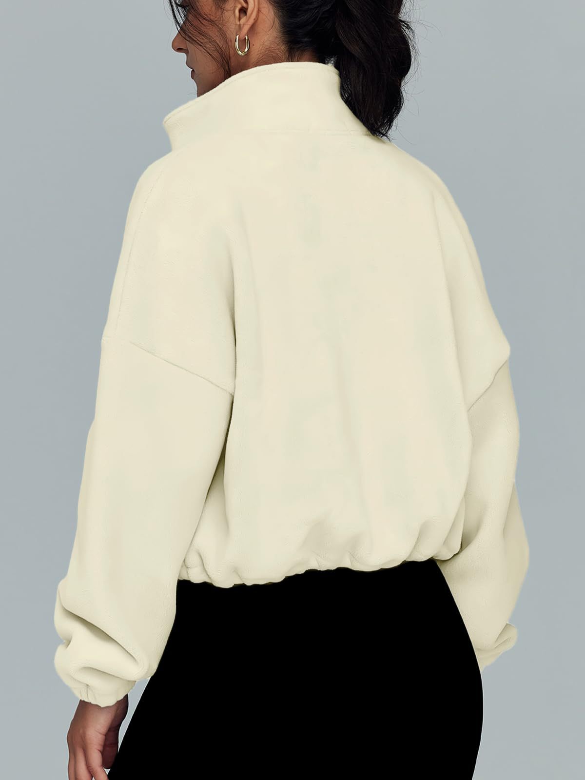 2024 Latest Womens Zip Up Hoodie Oversized Sweatshirt Long Sleeve Crop Sherpa Hoodie