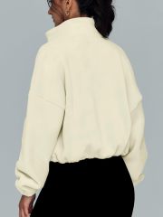 2024 Latest Womens Zip Up Hoodie Oversized Sweatshirt Long Sleeve Crop Sherpa Hoodie