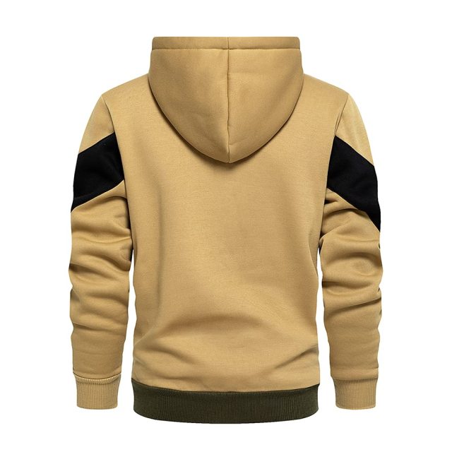 Slim Fit Long Sleeve Zip-up Fleece Hoodie Color Block Sweatshirt with Kanga Pocket
