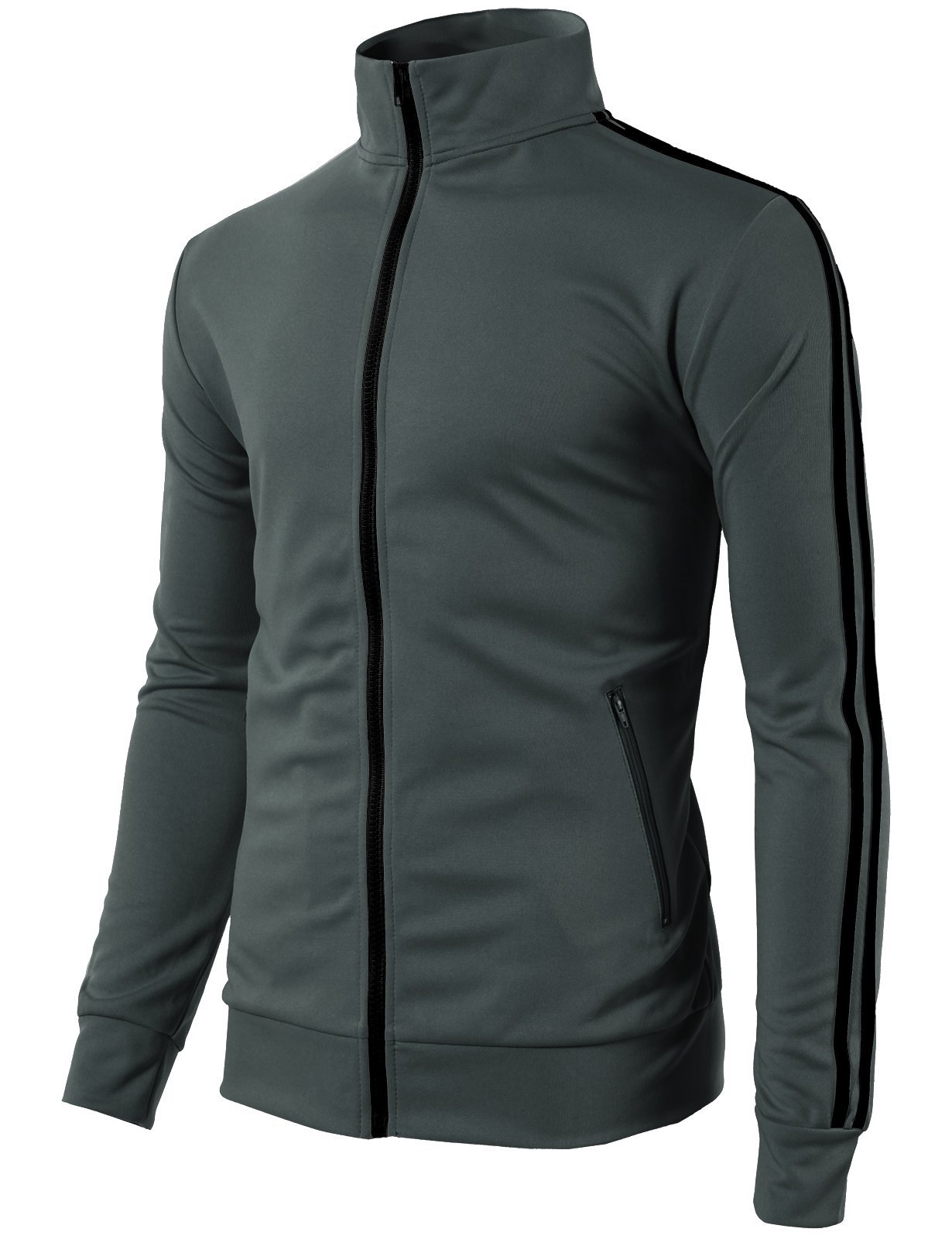 Men's Active Slim Fit Track Lightweight Jacket Zip-up Long Sleeve Running Track Jacket