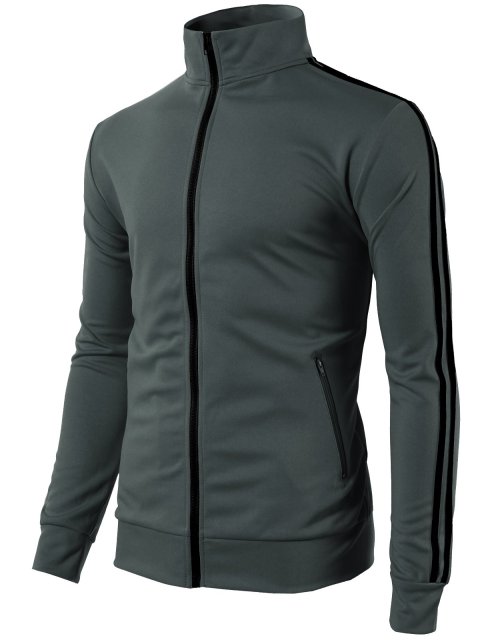 Men's Active Slim Fit Track Lightweight Jacket Zip-up Long Sleeve Running Track Jacket