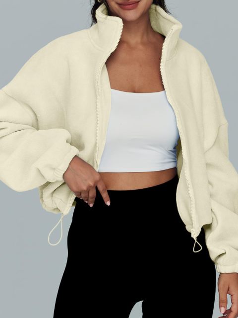 2024 Latest Womens Zip Up Hoodie Oversized Sweatshirt Long Sleeve Crop Sherpa Hoodie