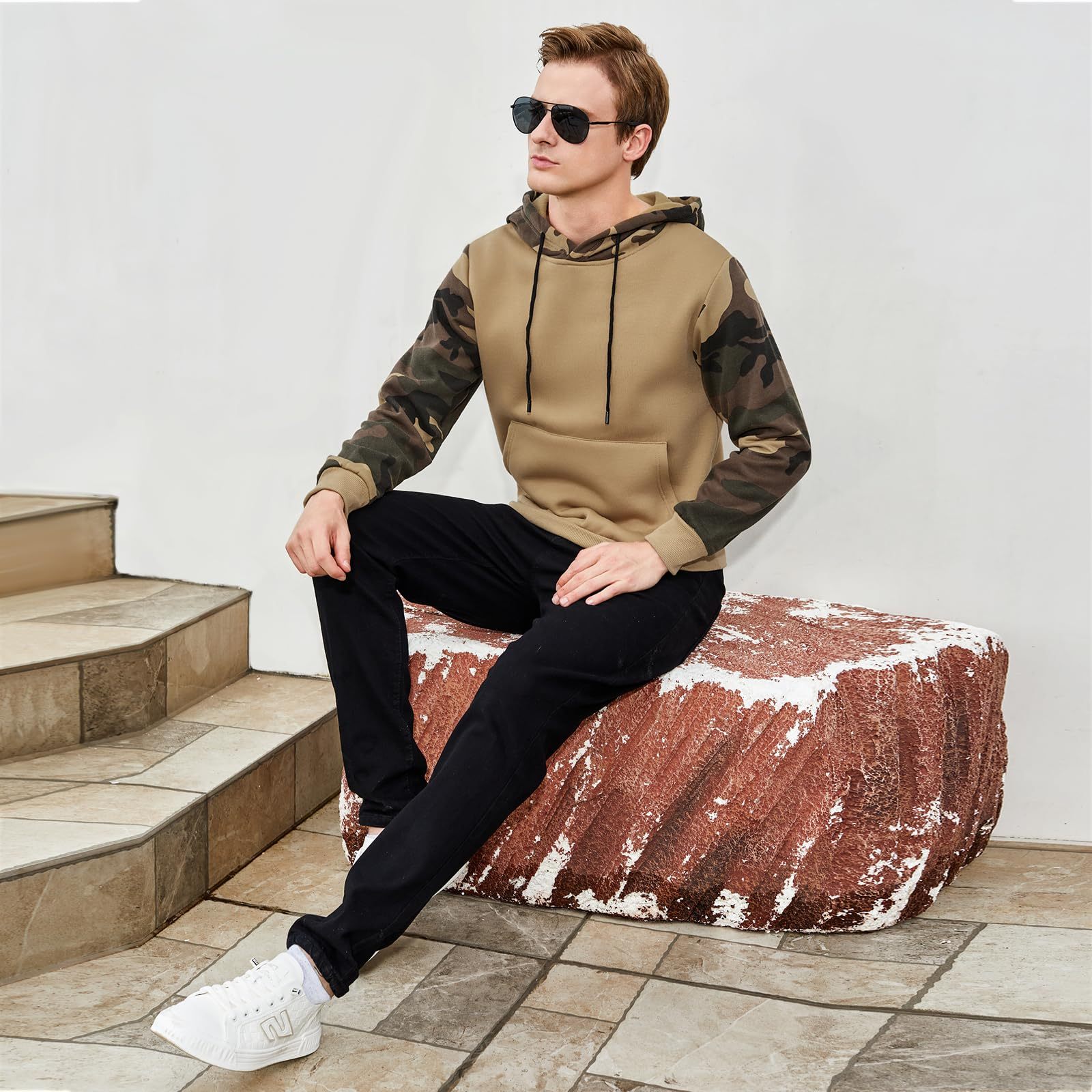 Camouflage Long Sleeves Hoodie Pullover Slim Fit Hooded Sweatshirt for MenCamouflage Long Sleeves Hoodie Pullover Slim Fit Hooded Sweatshirt for Men