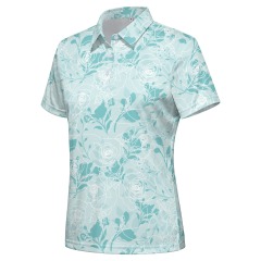 Women's Printed Polo Shirt Lightweight Short Sleeve Golf Shirts Quick Dry Workout Golf Polo Shirt