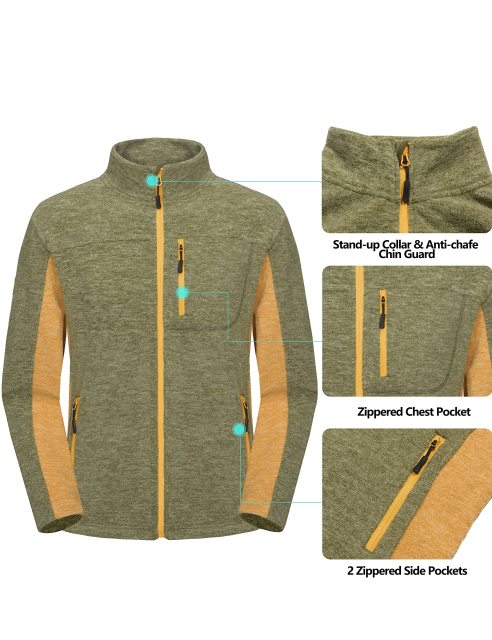 Men Winter Warm Polar Fleece Golf Jacket Lightweight Thermal Hiking Running Travel Jacket
