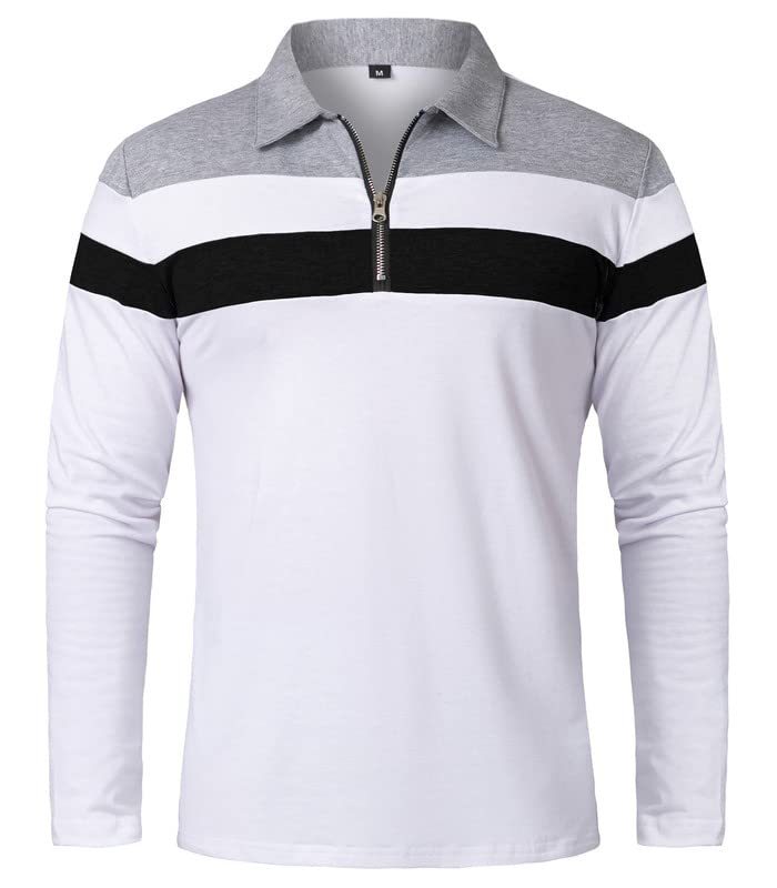 Long Sleeve Polo Shirt 1_4 Zip Casual Slim Fit Lapel Neck Basic Designed Shirt