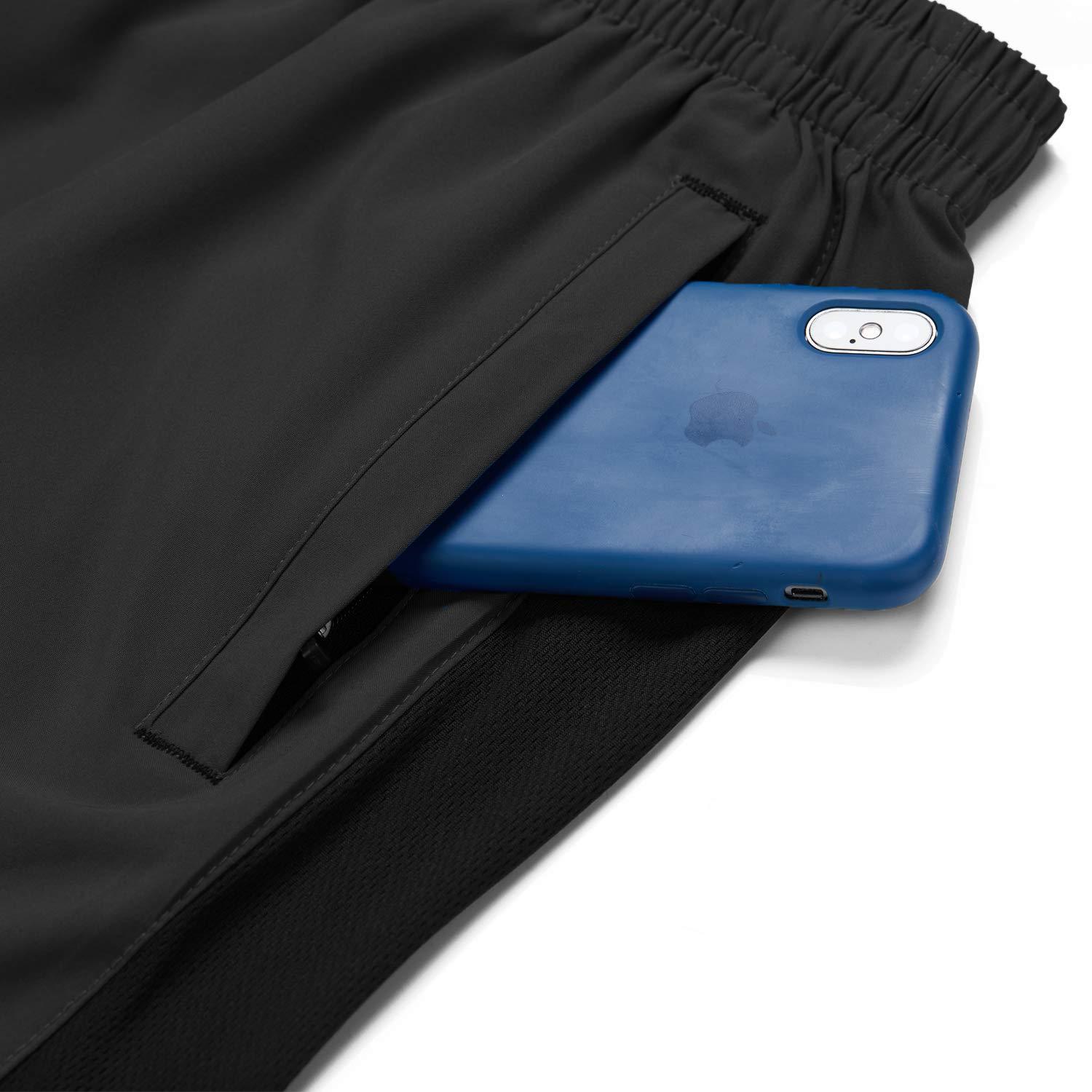 Men's Casual Sports Quick Dry Workout Running Gym Training Shorts with Zipper Pockets