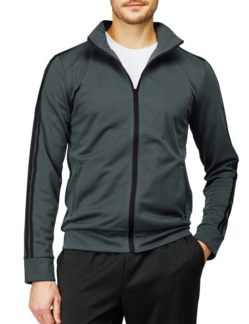 Men's Active Slim Fit Track Lightweight Jacket Zip-up Long Sleeve Running Track Jacket