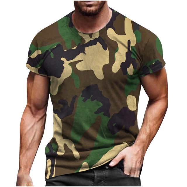 Men's Sports Camo Short Sleeve Print T-Shirt 3D Graffiti Camouflage Digital Print T-Shirt