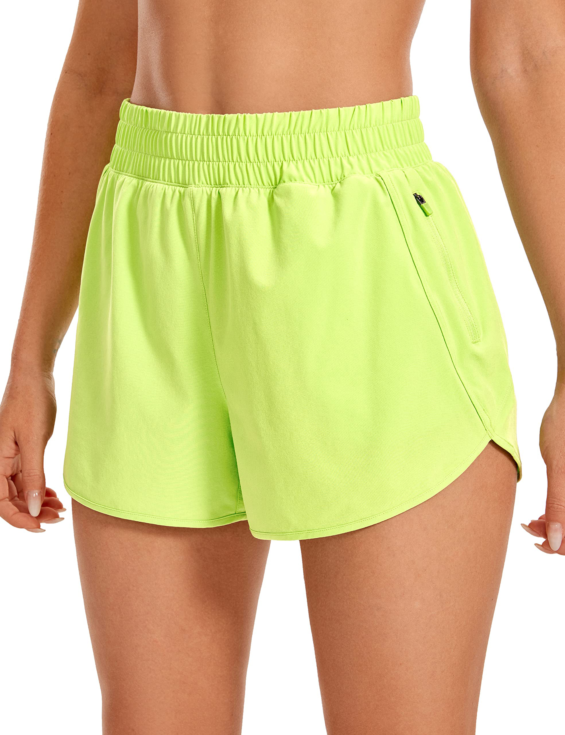 Women's High Waisted Shorts Mesh Liner Athletic Gym Track Shorts with Zip Pockets