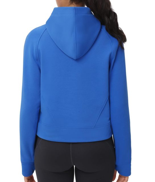 Womens' Hoodies Half Zip Long Sleeve Fleece Crop Pullover Sweatshirts with Pockets Thumb Hole
