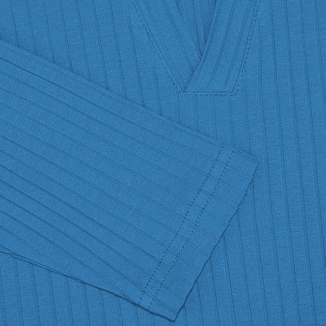 V Neck Polo Shirts Slim Fit Long Sleeve Golf T-Shirts Ribbed Knit Soft Tees