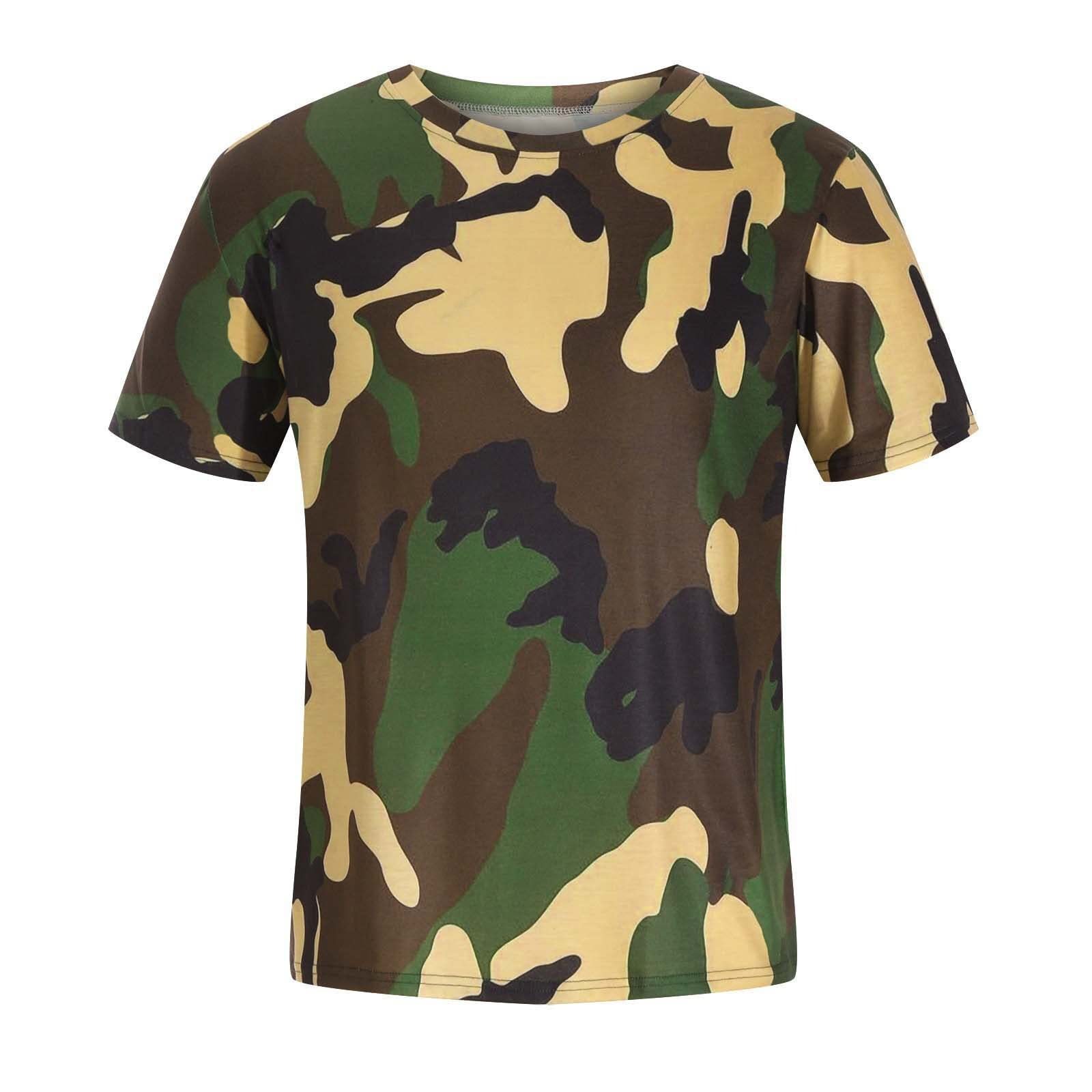 Men's Sports Camo Short Sleeve Print T-Shirt 3D Graffiti Camouflage Digital Print T-Shirt