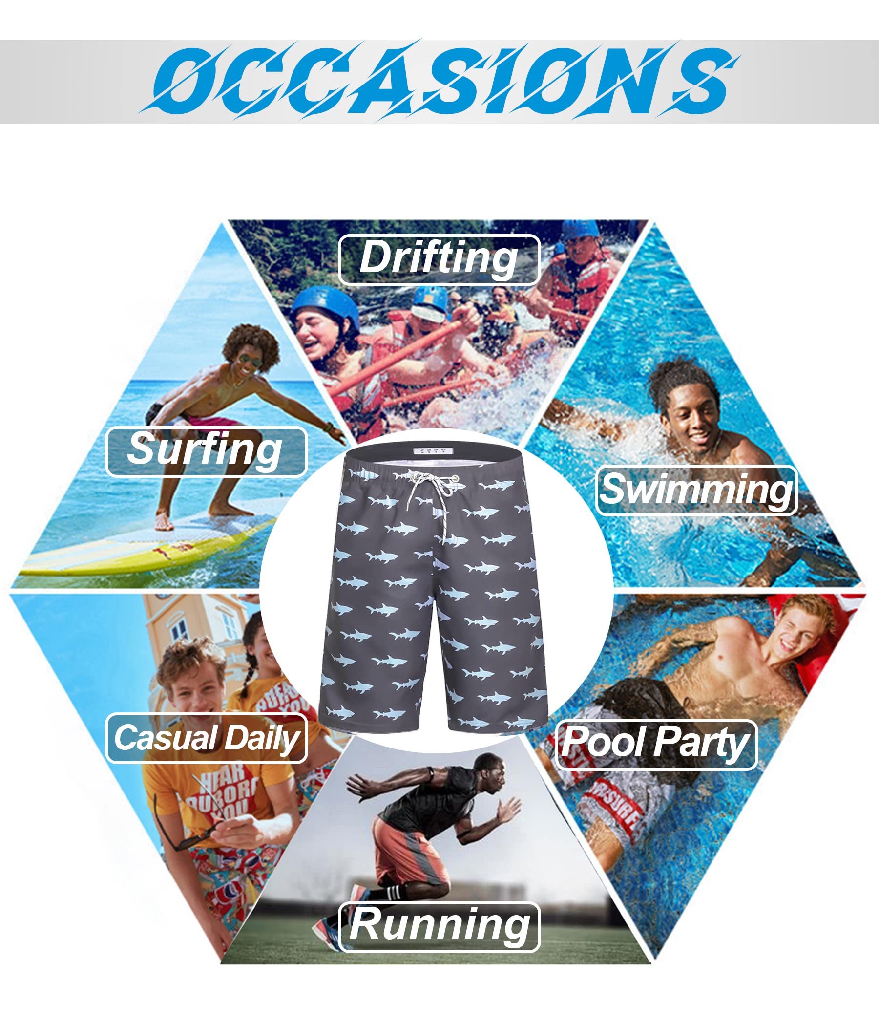 Mens Stretch Swim Shorts Mesh Lining Bathing Suits Beach Shorts with Pockets