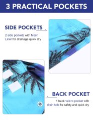 Mens Swim Trunks Quick Dry Board Shorts with Back Pocket