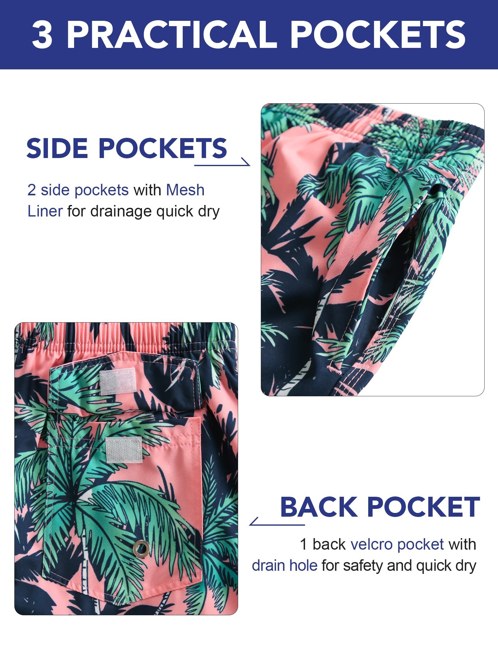 Beachshorts Quick Dry Board Shorts with Pockets Swimsuit Bathing Shorts for Men