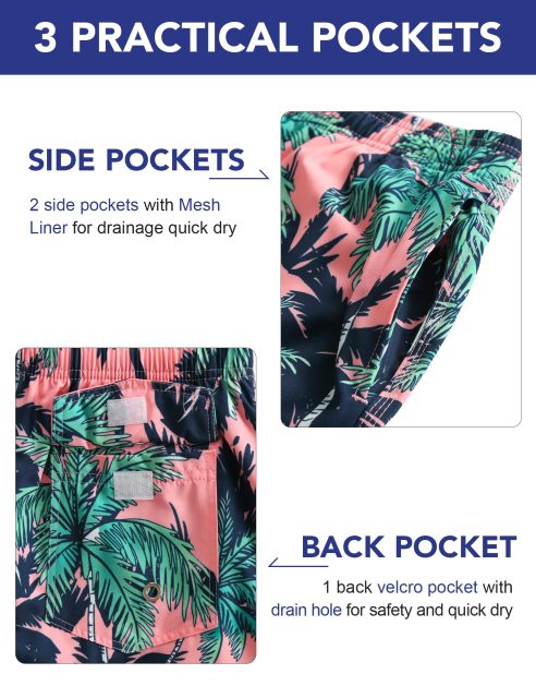 Beachshorts Quick Dry Board Shorts with Pockets Swimsuit Bathing Shorts for Men