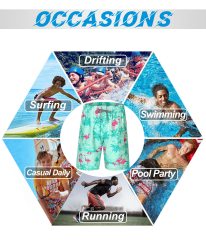 Mens Quick Dry Printed Beachshorts Swim Trunks with Mesh Lining Swimwear Bathing Suits