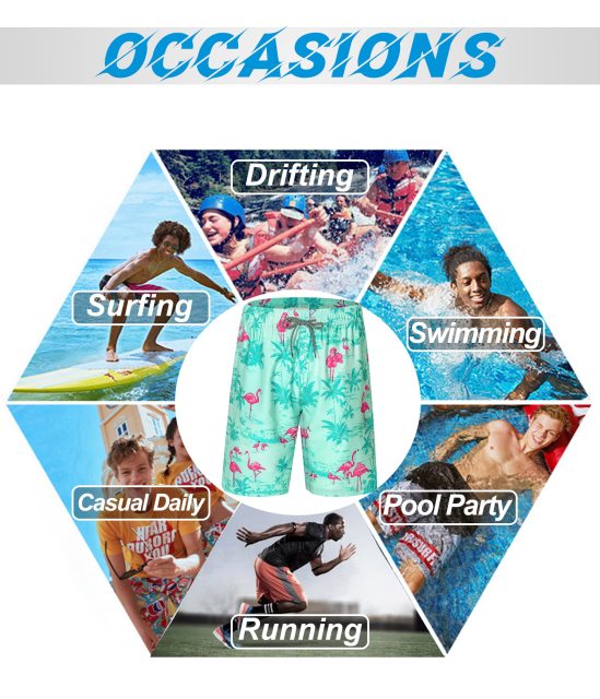 Mens Quick Dry Printed Beachshorts Swim Trunks with Mesh Lining Swimwear Bathing Suits