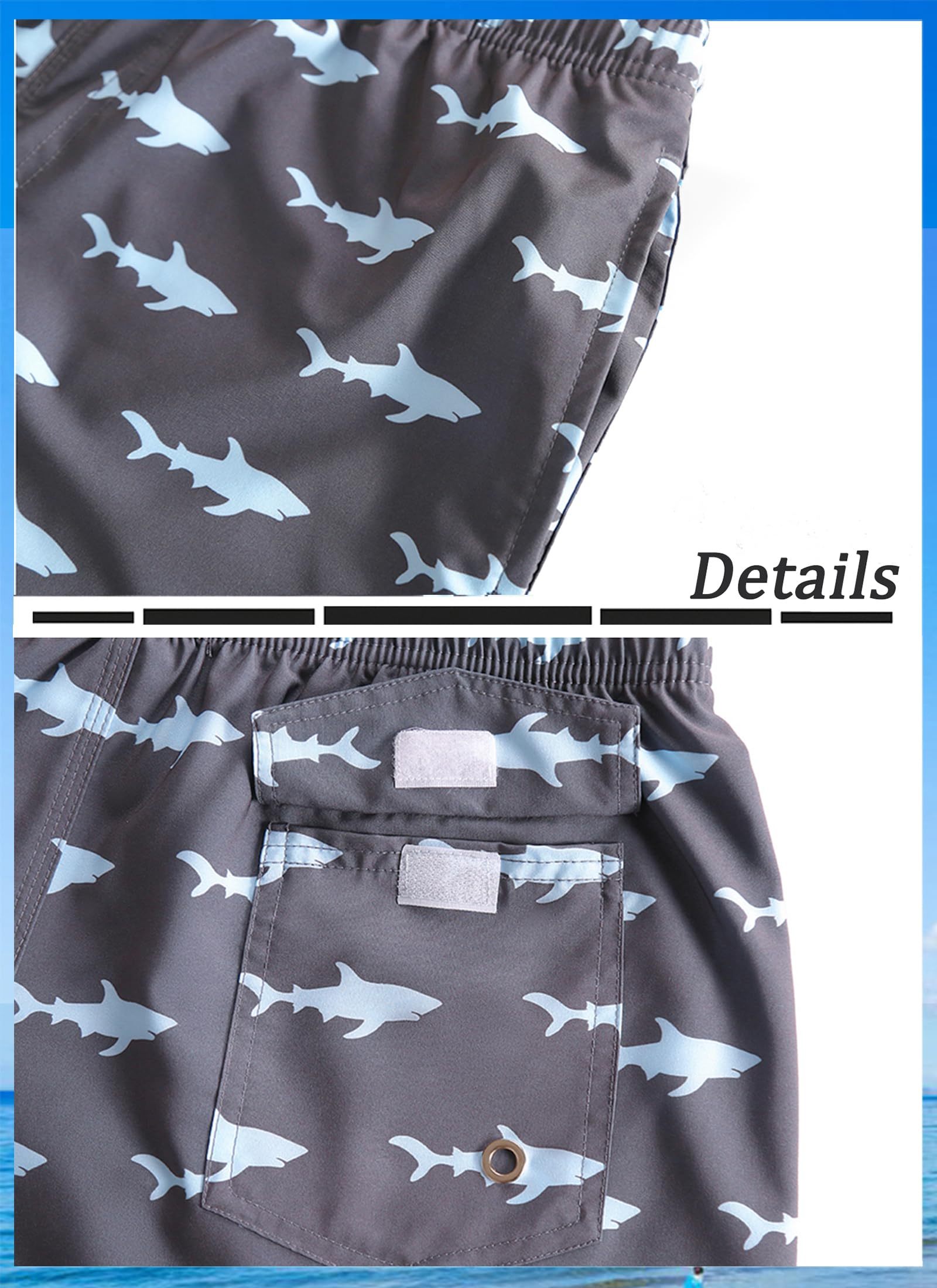 Mens Stretch Swim Shorts Mesh Lining Bathing Suits Beach Shorts with Pockets