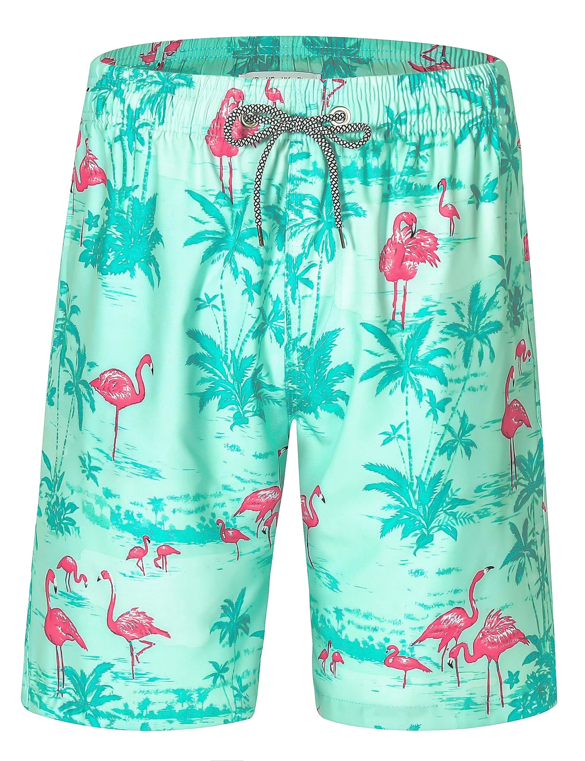 Mens Quick Dry Printed Beachshorts Swim Trunks with Mesh Lining Swimwear Bathing Suits