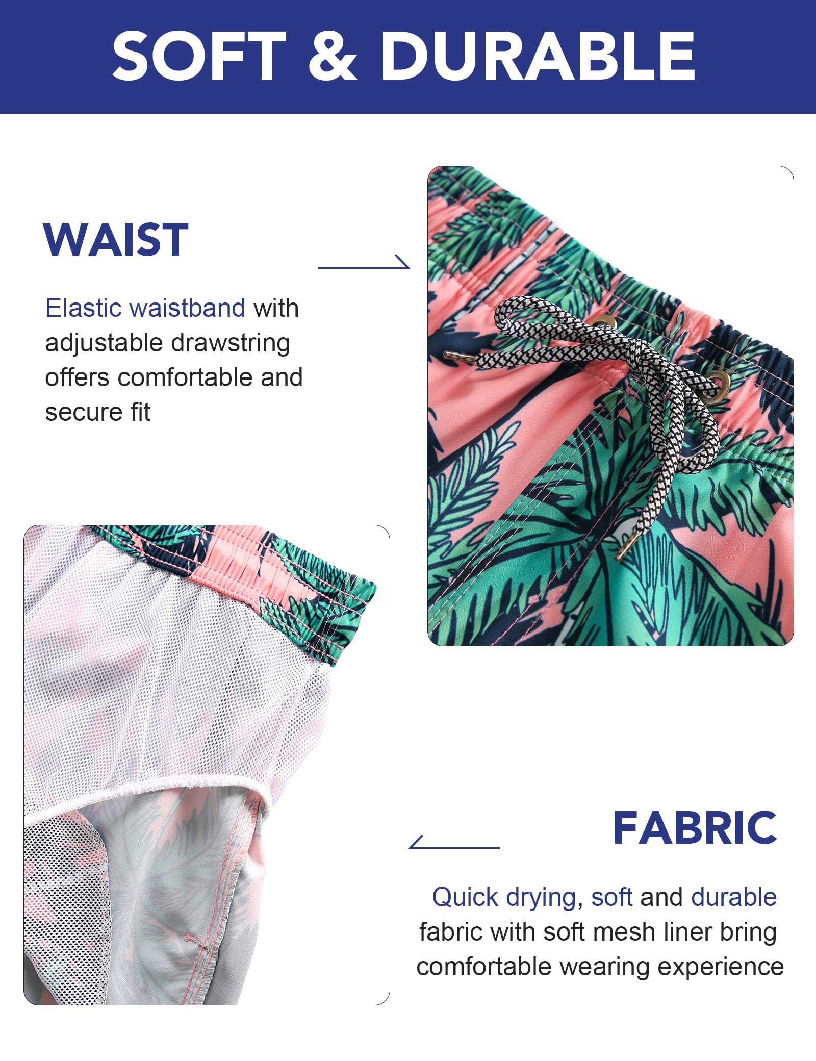 Beachshorts Quick Dry Board Shorts with Pockets Swimsuit Bathing Shorts for Men
