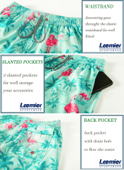 Mens Quick Dry Printed Beachshorts Swim Trunks with Mesh Lining Swimwear Bathing Suits