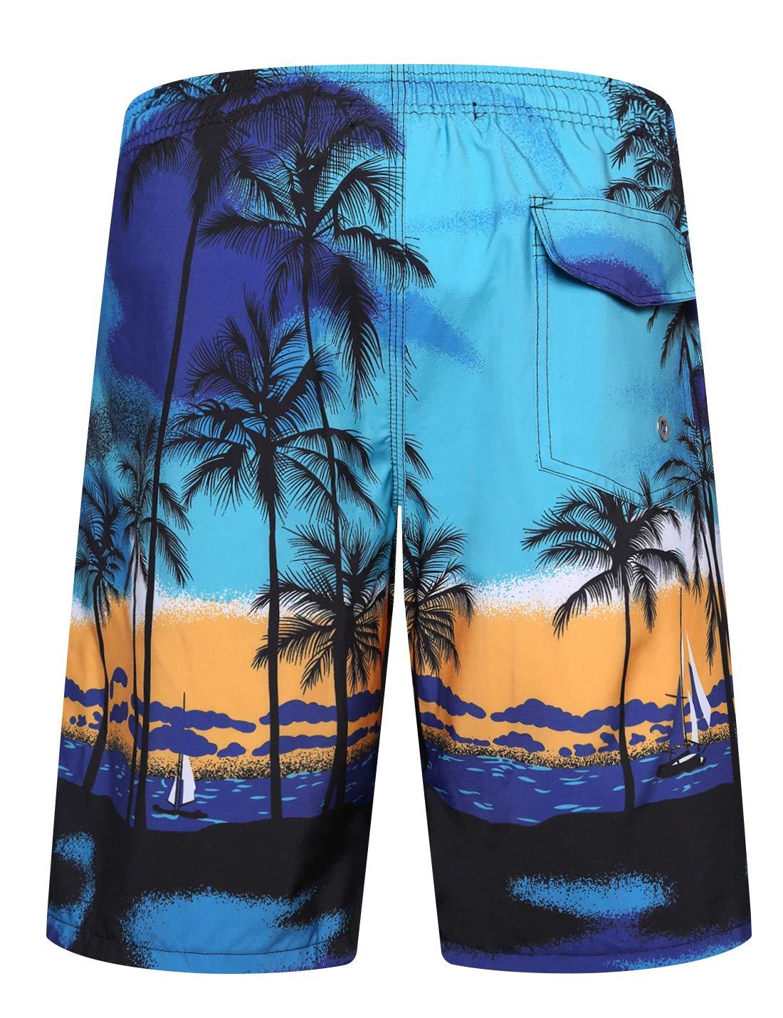 Mens Swim Trunks Quick Dry Board Shorts with Back Pocket