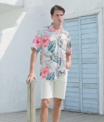 Tropical Shirts Button Down Casual Hawaiian Short Sleeve Loose Beach Shirts for Men