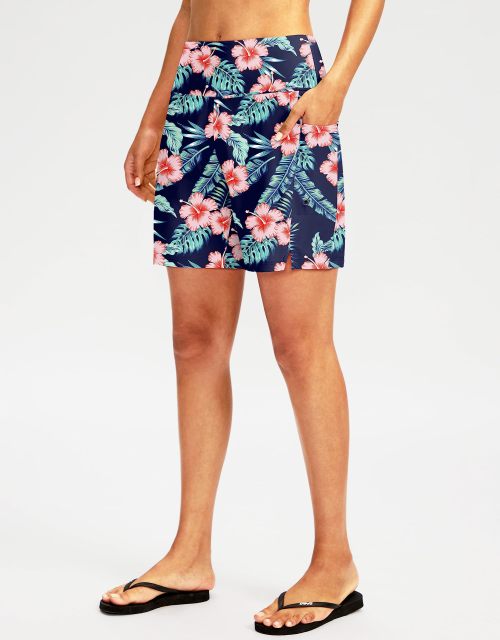 Women's Long Swim Board Shorts with Pockets Beach Swimsuits Knee Length Shorts with Liner
