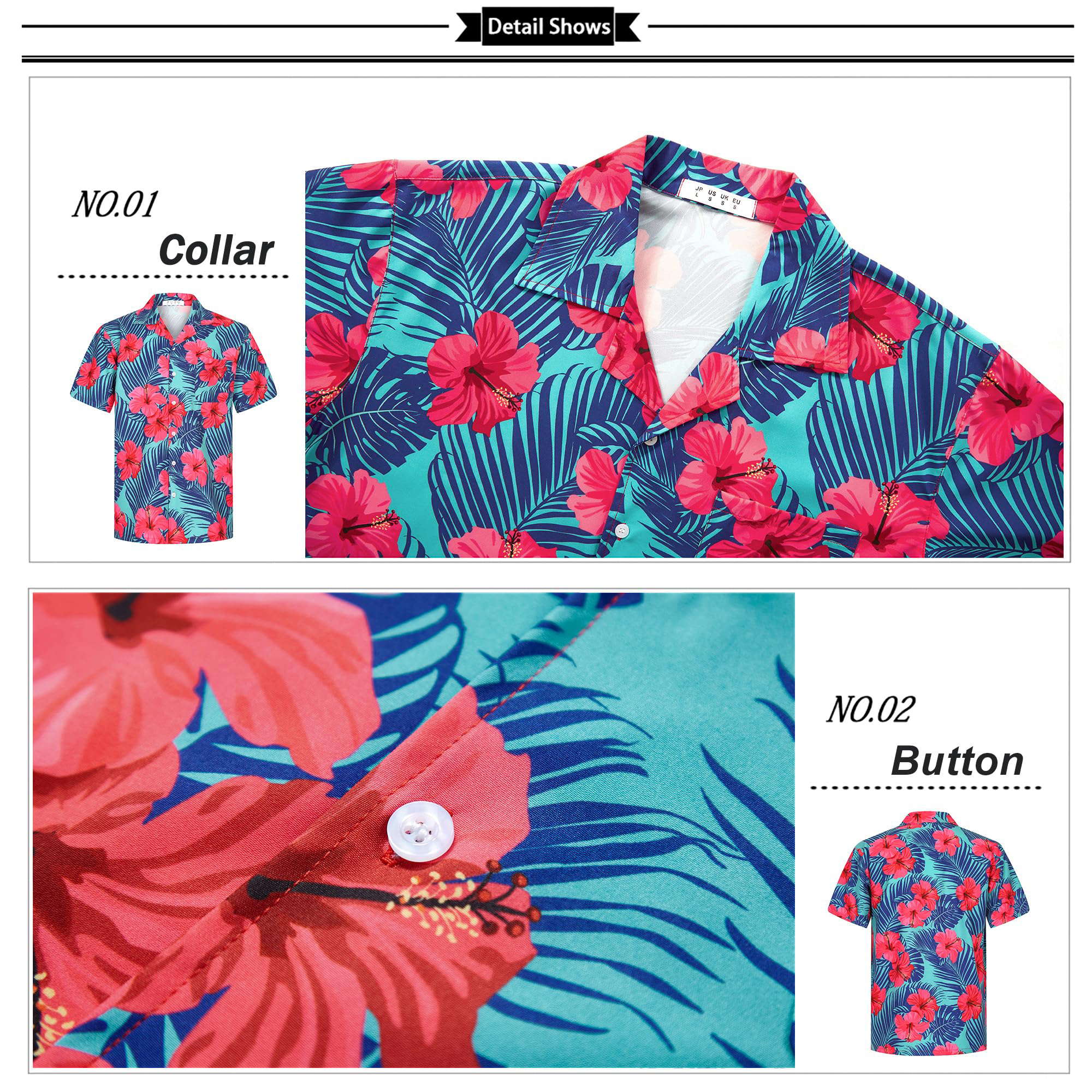 Mens Hawaiian Shirts Short Sleeve Stretch Casual Aloha Shirt Tropical Button Down Beach Shirts