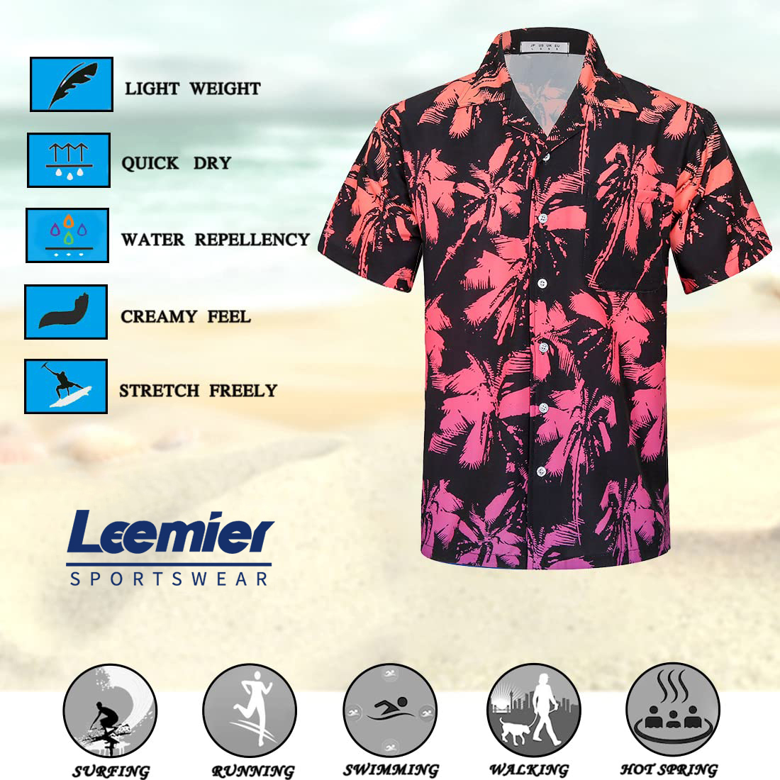 Hawaii Shirts Soft Cool Floral Tropic Print V Neck Summer Tops Short Sleeve Button Up T-Shirt
