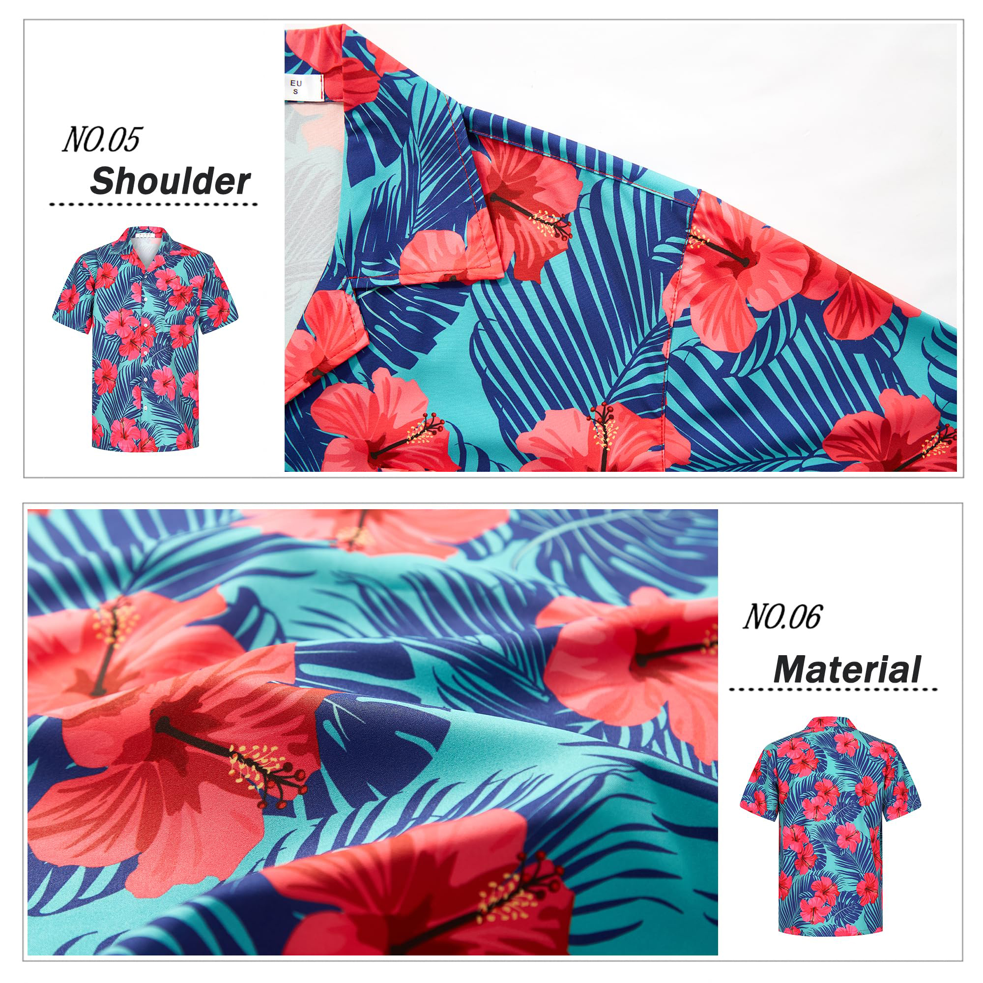 Mens Hawaiian Shirts Short Sleeve Stretch Casual Aloha Shirt Tropical Button Down Beach Shirts