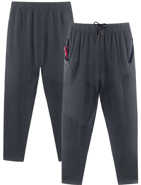 Men's Sweatpants with Zipper Pockets Tapered Track Athletic Pants Running Exercise Workout