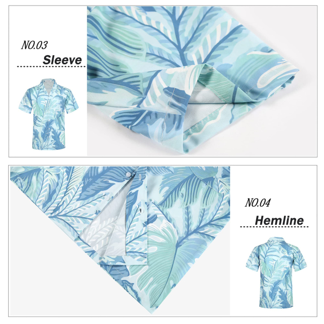 Men's Beach Shirt Short Sleeve Casual Button Down Hawaii Vacation Shirt