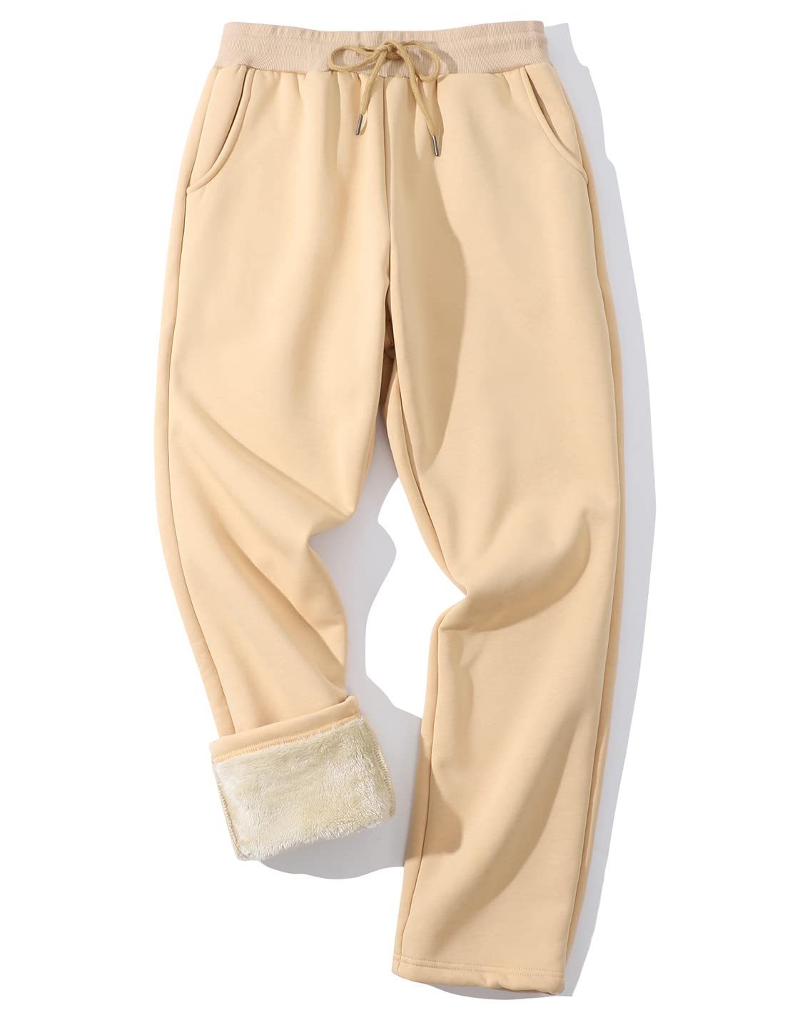 Men's Winter Fleece Pants Sherpa Lined Sweatpants Straight Leg Active Running Sweat Pants Comfy Lounge Pants